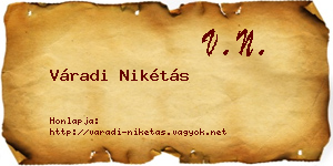 Váradi Nikétás névjegykártya